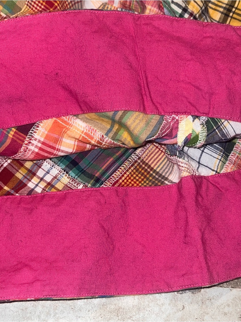Y2K VTG CAbi Patchwork Skirt, Madris Pink Plaid Patch Mini Skirt pockets size 2 - Picture 10 of 12